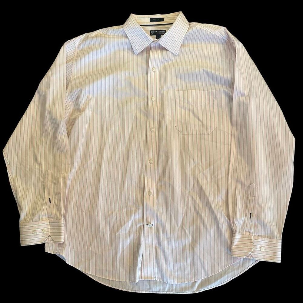 Stafford Men's Button Down White and Pink Shirt XL